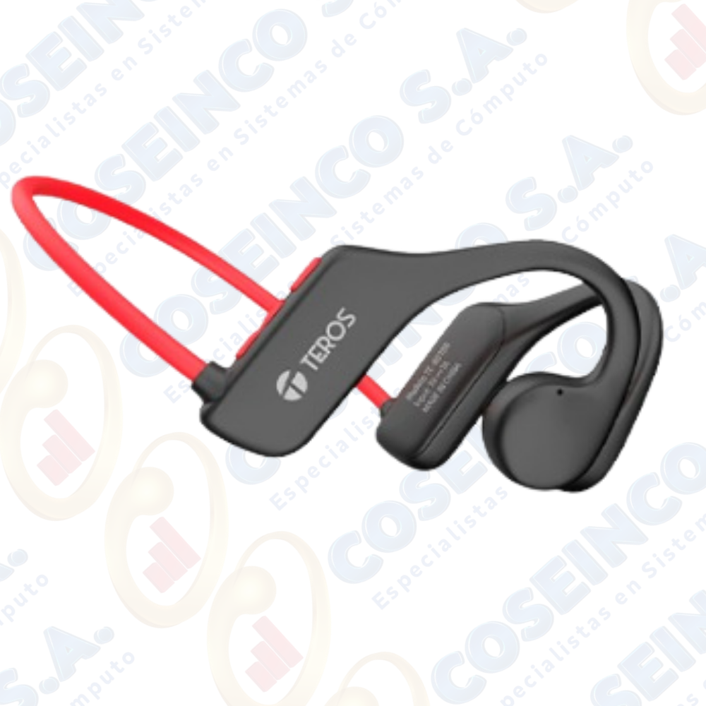 Audífono de conducción de aire TEROS TE-8078R, bluetooth, rojo /gris/TE8078