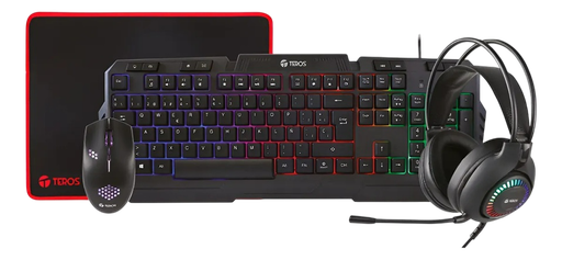 [414034] Kit gamer TEROS TE-4063N, teclado multimedia, mouse, headset, mouse pad / TE4063N