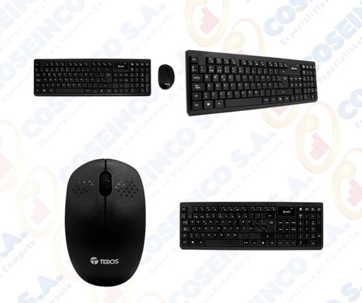 [463234] Kit teclado y mouse TEROS TE-4071S, inalámbrico, 2.4 GHz, acabado elegante, negro, español /  TE-4071S
