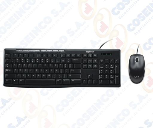 [59910] Kit Teclado y Mouse Logitech MK200, USB, Negro. Teclado Multimedia en Español /  920-002716