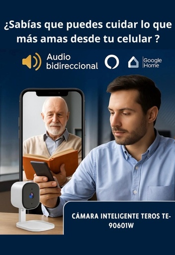 [424466] Cámara inteligente (interna fija) TEROS TE-90601W, resolución 3 MP, Wi-Fi, color blanco /  TE90601W