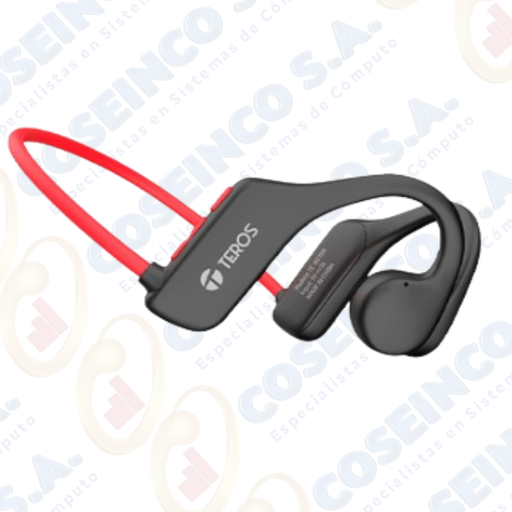[422855] Audífono de conducción de aire TEROS TE-8078R, bluetooth, rojo /gris/TE8078