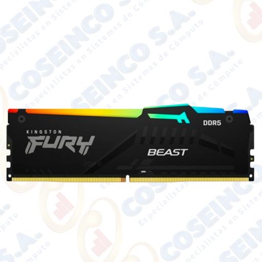 [397186] Memoria Kingston Fury Beast 8GB DDR5-5200MHz PC5-41600, CL40, 1.25V, 288-Pin, XMP 3.0, RGB / KF552C40BBA-8